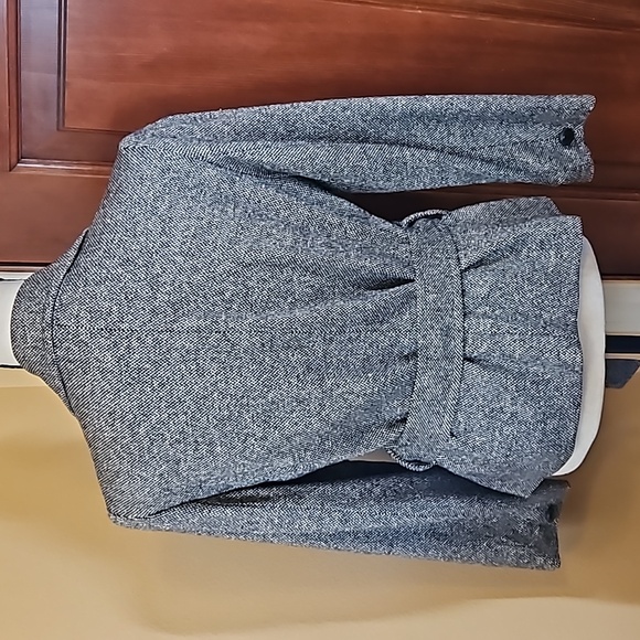 JONES NEW YORK BLAZER 4P SIGNATURE PETITE BLACK WHITE BUTTONS BELT COAT - Picture 9 of 10